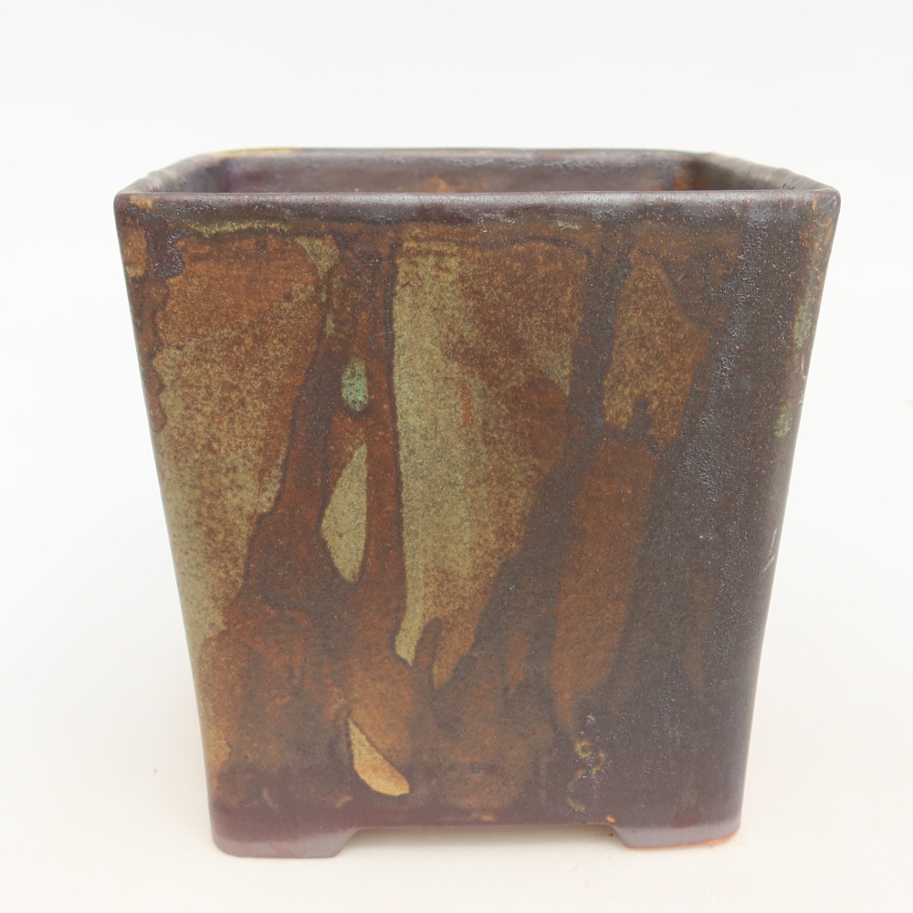Ceramiczna miska do bonsai 13 x 13 x 14 cm, kolor brązowy
