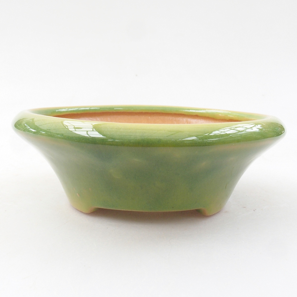 Ceramiczna miska bonsai 13,5 x 13,5 x 5 cm, kolor zielony