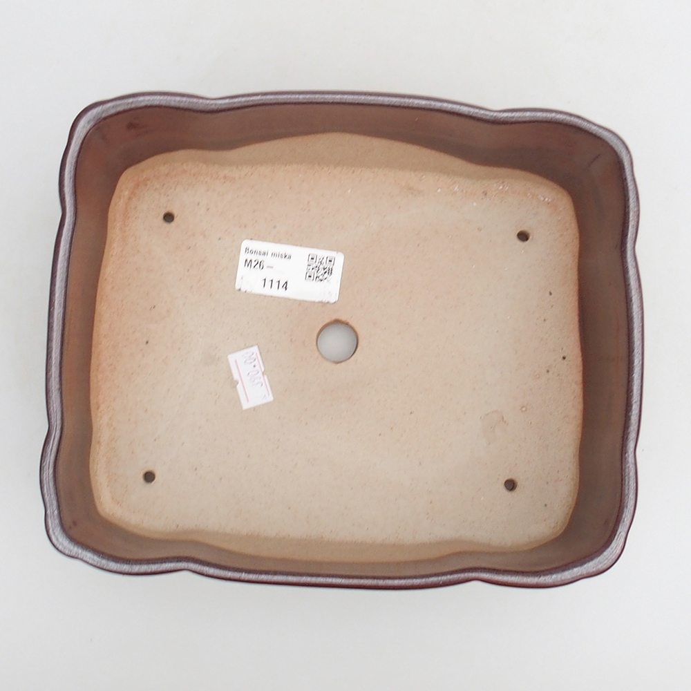 Ceramiczna miska na bonsai 20 x 17 x 7 cm, bordowa