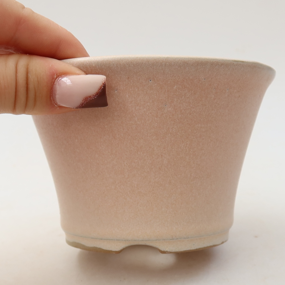 Ceramiczna miseczka do bonsai 11 x 11 x 7 cm, kolor różowy
