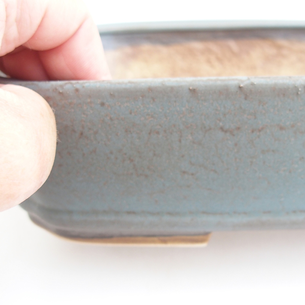 Ceramiczna miska na bonsai 24 x 20,5 x 6 cm, kolor niebieski