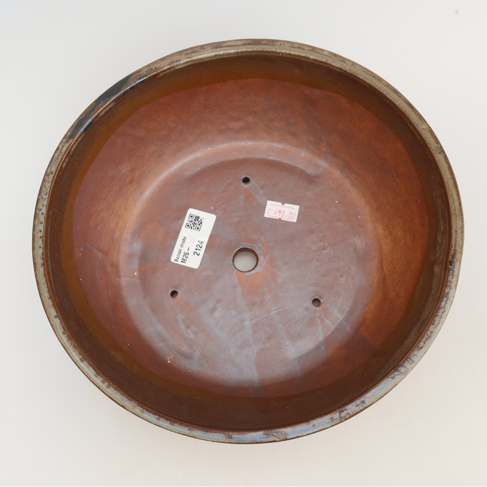 Ceramiczna miska na bonsai 24,5 x 24,5 x 7,5 cm, brązowa