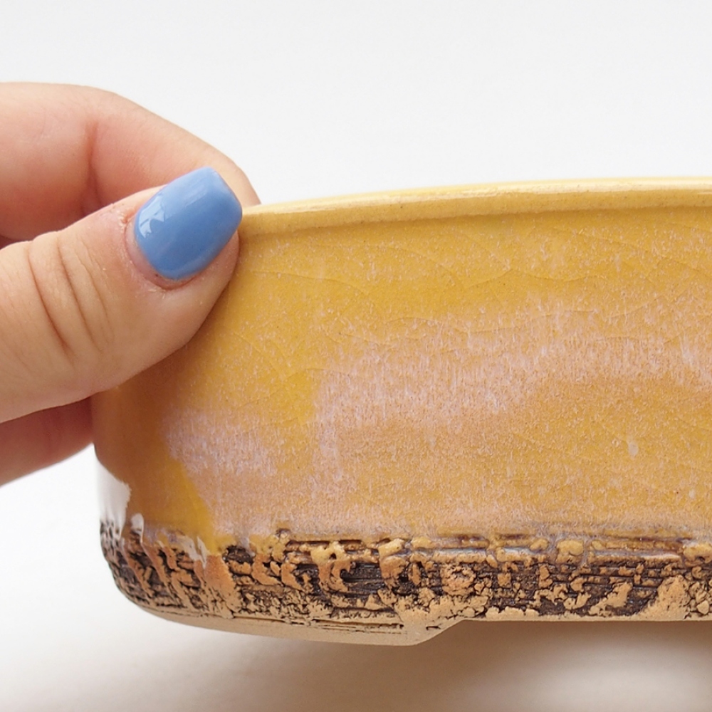 Ceramiczna miska bonsai 18,5 x 18,5 x 6 cm, kolor żółty
