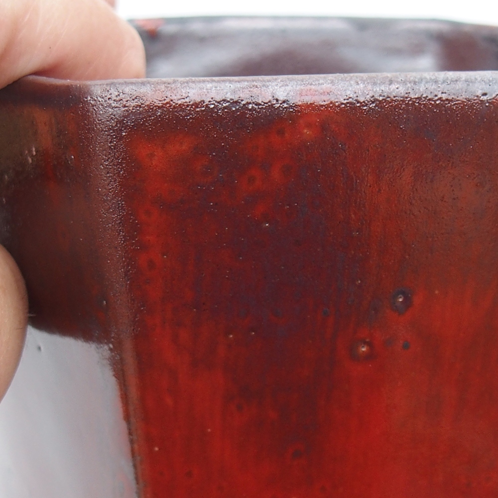 Ceramiczna miska bonsai 13 x 11,5 x 17 cm, kolor czerwony