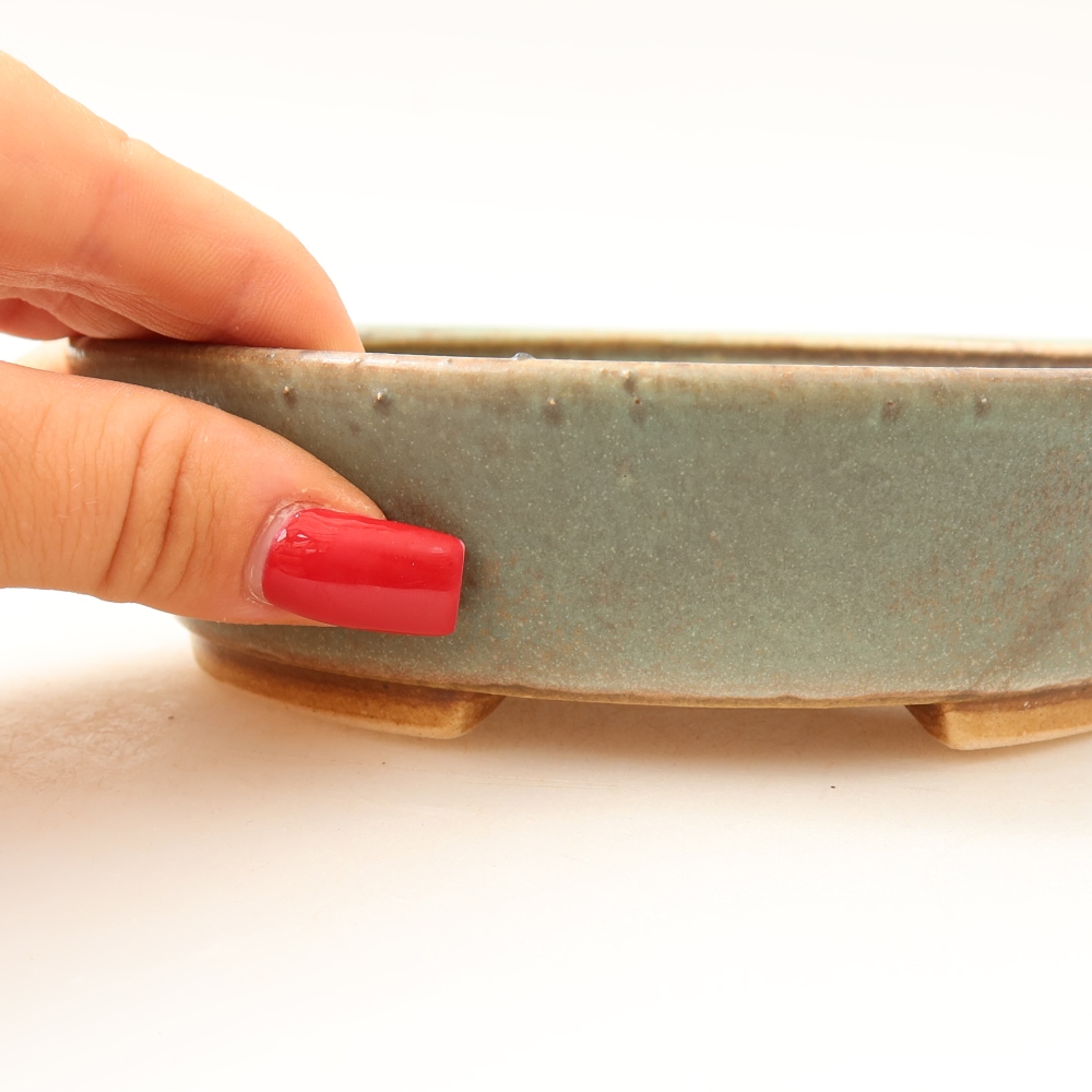 Ceramiczna miska do bonsai 15 x 14 x 4 cm, kolor zielony