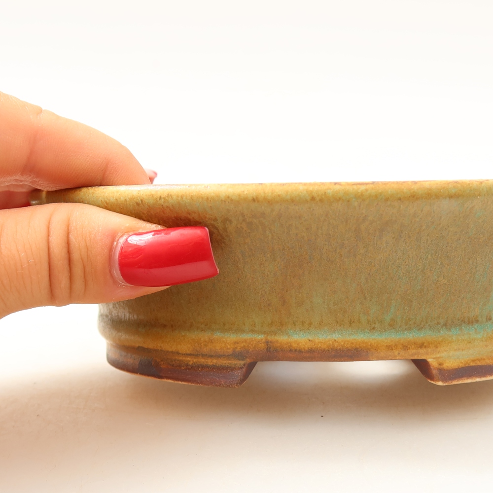 Ceramiczna miska do bonsai 14,5 x 13 x 4 cm, kolor zielony