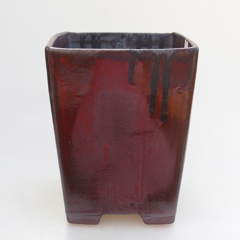 Ceramiczna miska do bonsai 15 x 15 x 19 cm, kolor czerwony