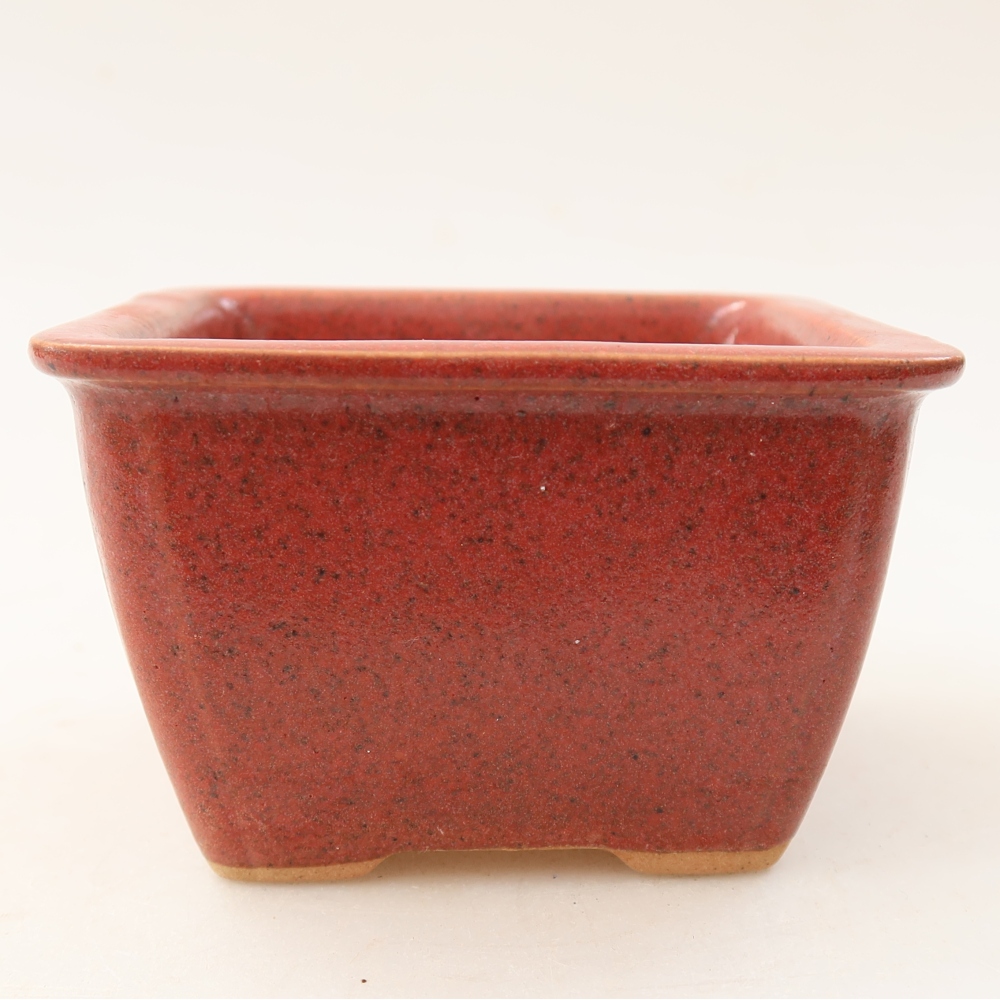 Ceramiczna miseczka do bonsai 8,5 x 8,5 x 5,5 cm, kolor różowy