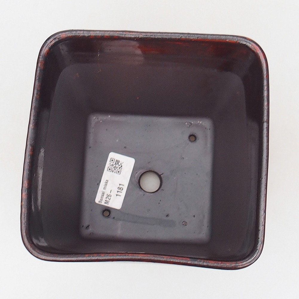 Ceramiczna miska do bonsai 14 x 14 x 15 cm, kolor czerwony