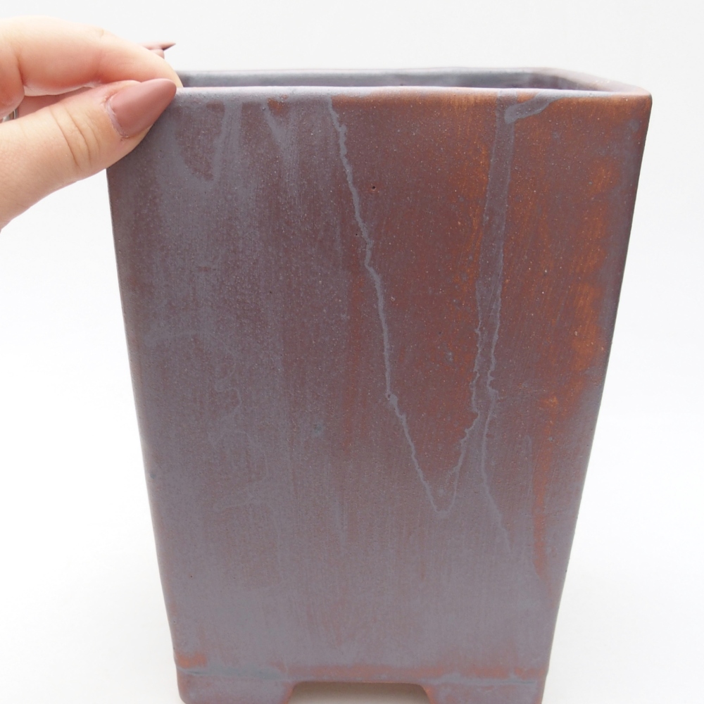 Ceramiczna miska do bonsai 15 x 15 x 19,5 cm, kolor metaliczny