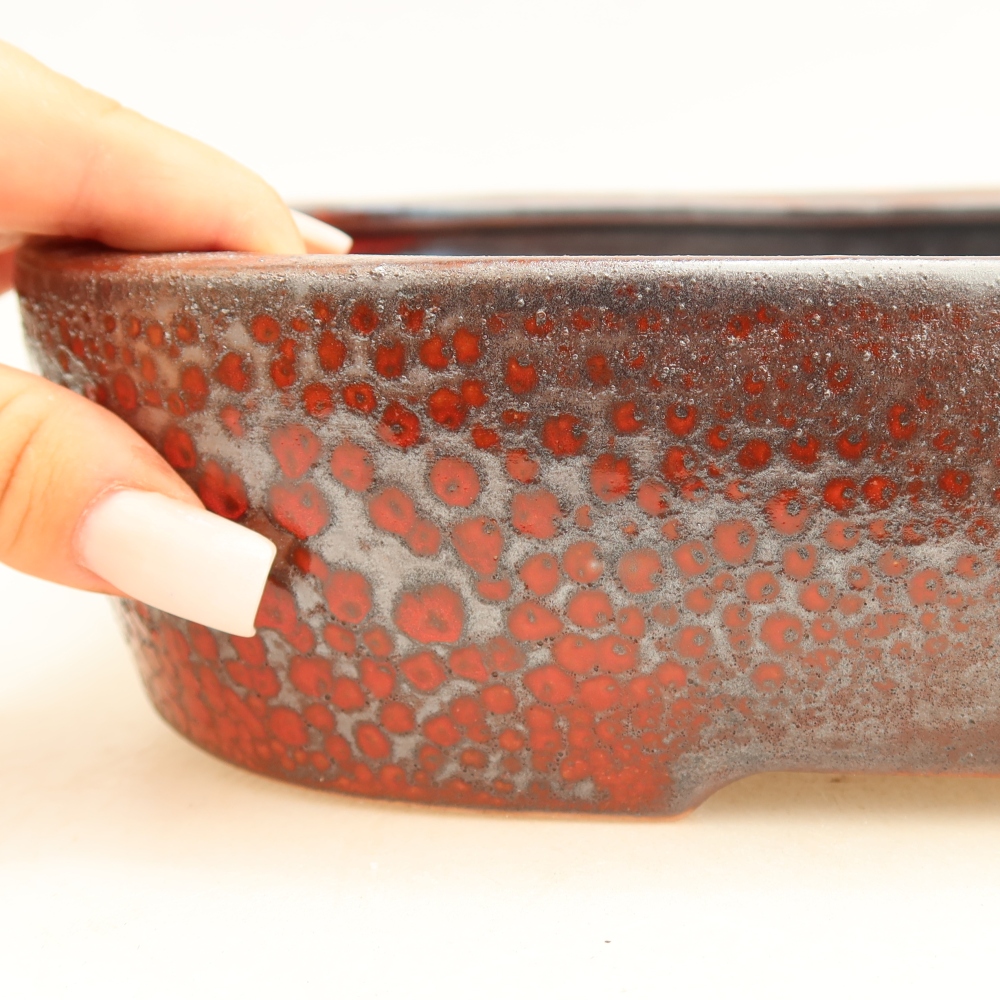 Ceramiczna miska do bonsai 32 x 24,5 x 6,5 cm, kolor metaliczno-czerwony