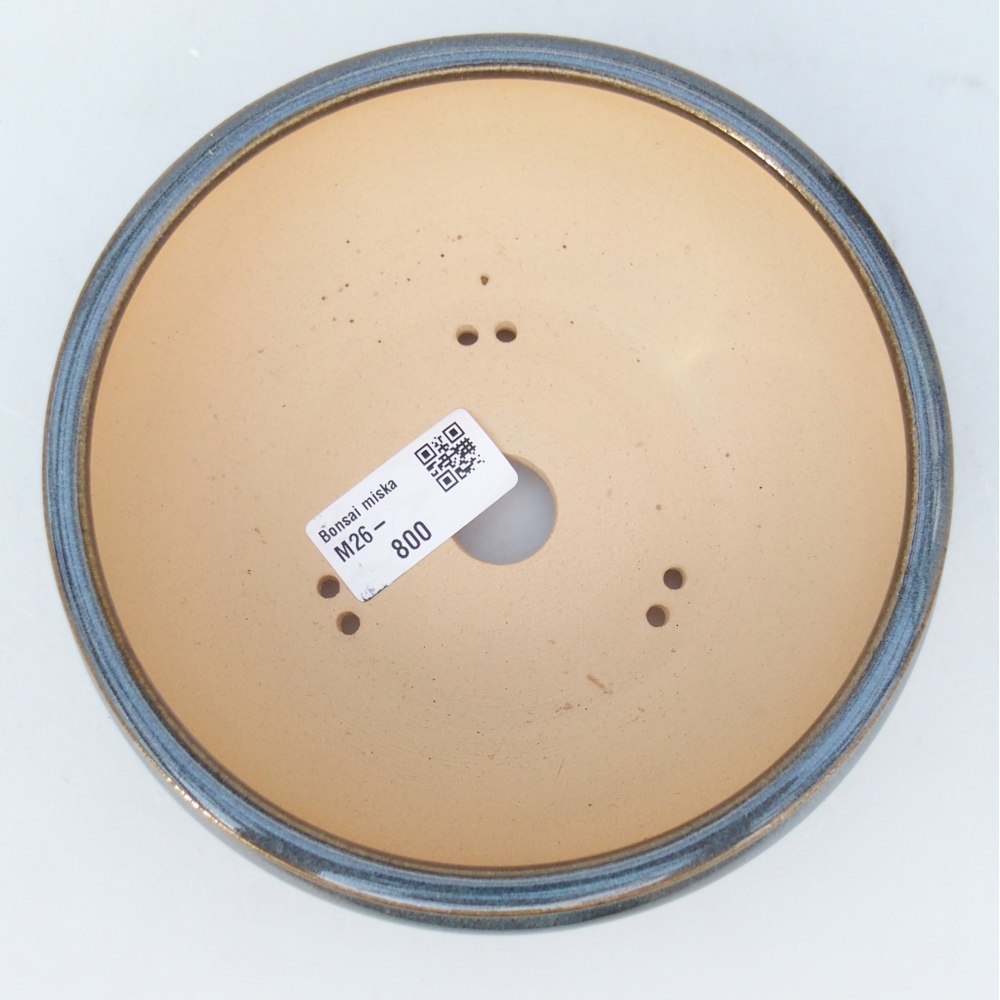 Ceramiczna miska na bonsai 15 x 15 x 6 cm, niebiesko-szara