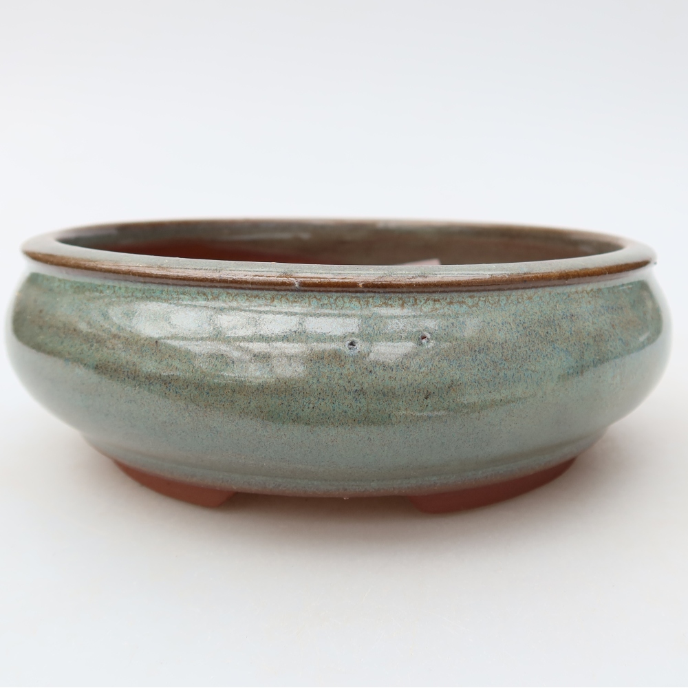 Ceramiczna doniczka do bonsai 16 x 16 x 5,5 cm, kolor zielony