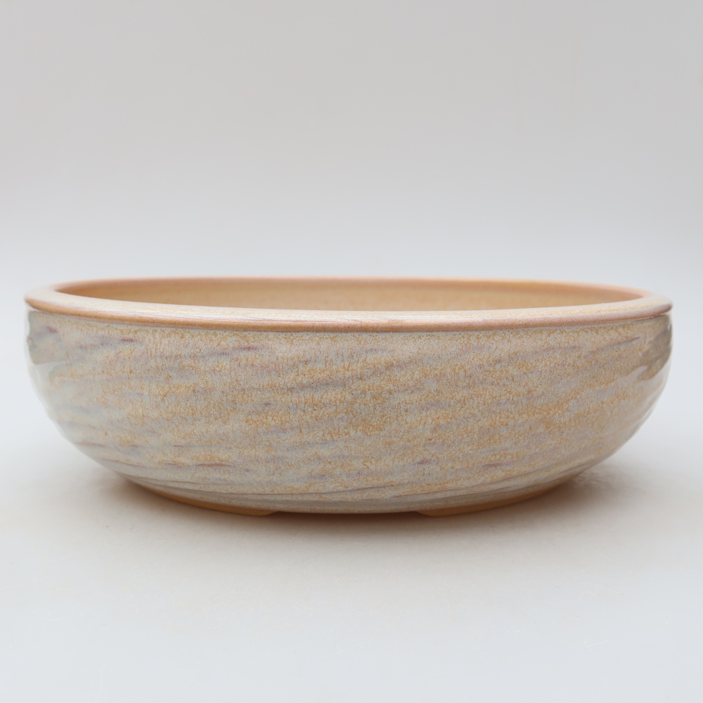 Ceramiczna miska na bonsai 26,5 x 26,5 x 7,5 cm, kolor beżowy