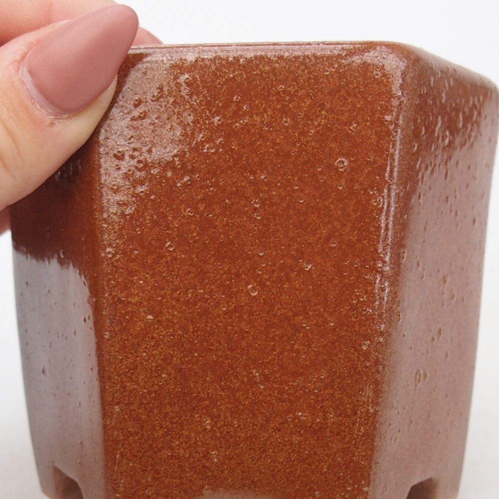 Ceramiczna miska do bonsai 9,5 x 8,5 x 8 cm, brązowa