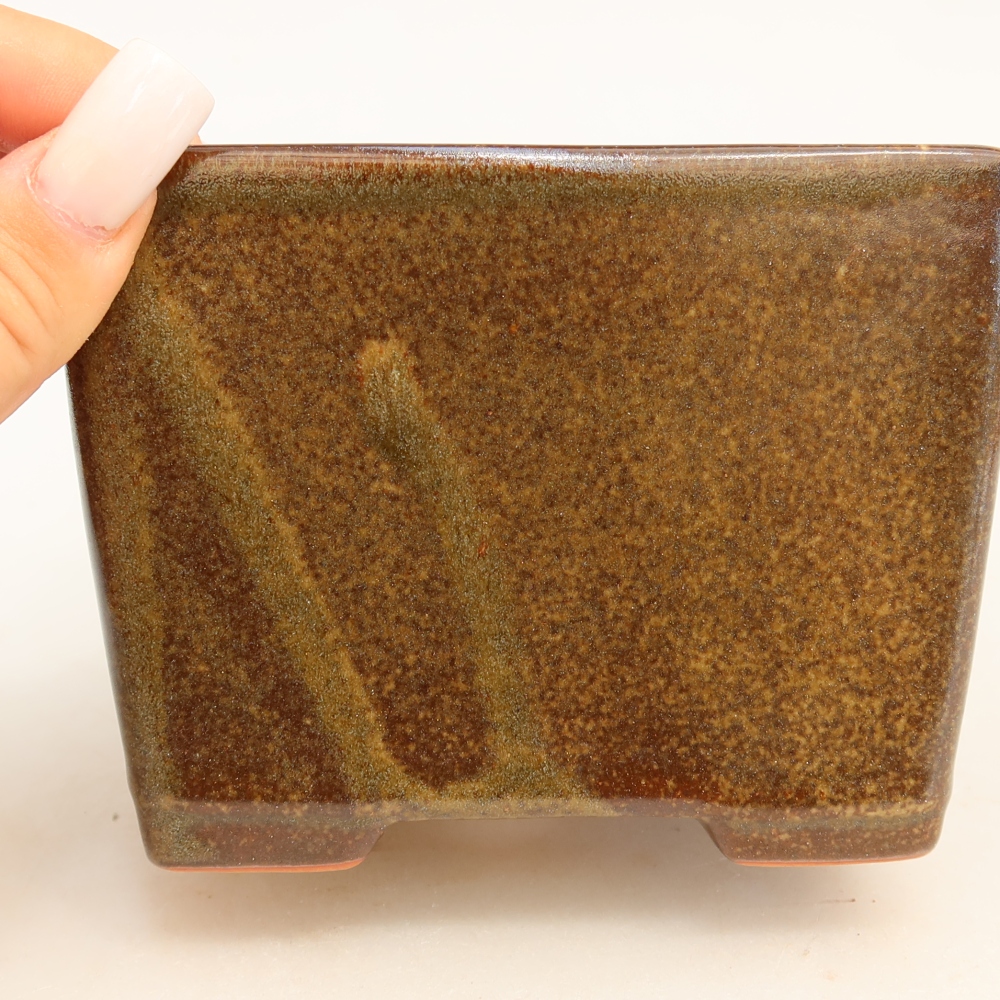 Ceramiczna miska do bonsai 12 x 12 x 9 cm, kolor brązowy