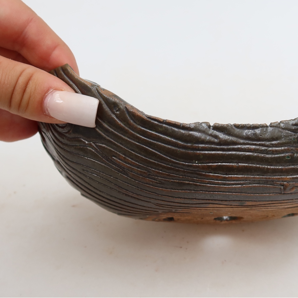 Ceramiczna skorupa  16,5 x 11 x 6 cm, kolor brązowo-zielony