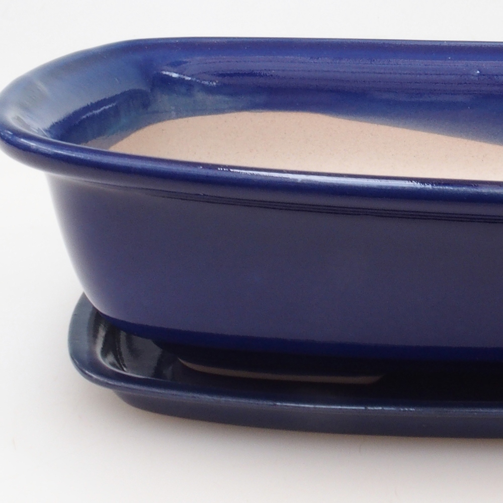 Miska do bonsai + podstawka H08 – 25 x 19,5 x 6 cm. – niebieska
