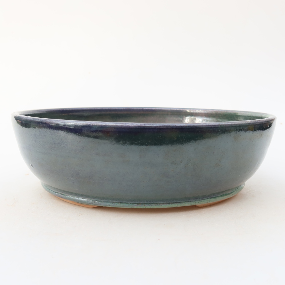 Ceramiczna miska bonsai 19 x 19 x 6 cm, kolor niebieski