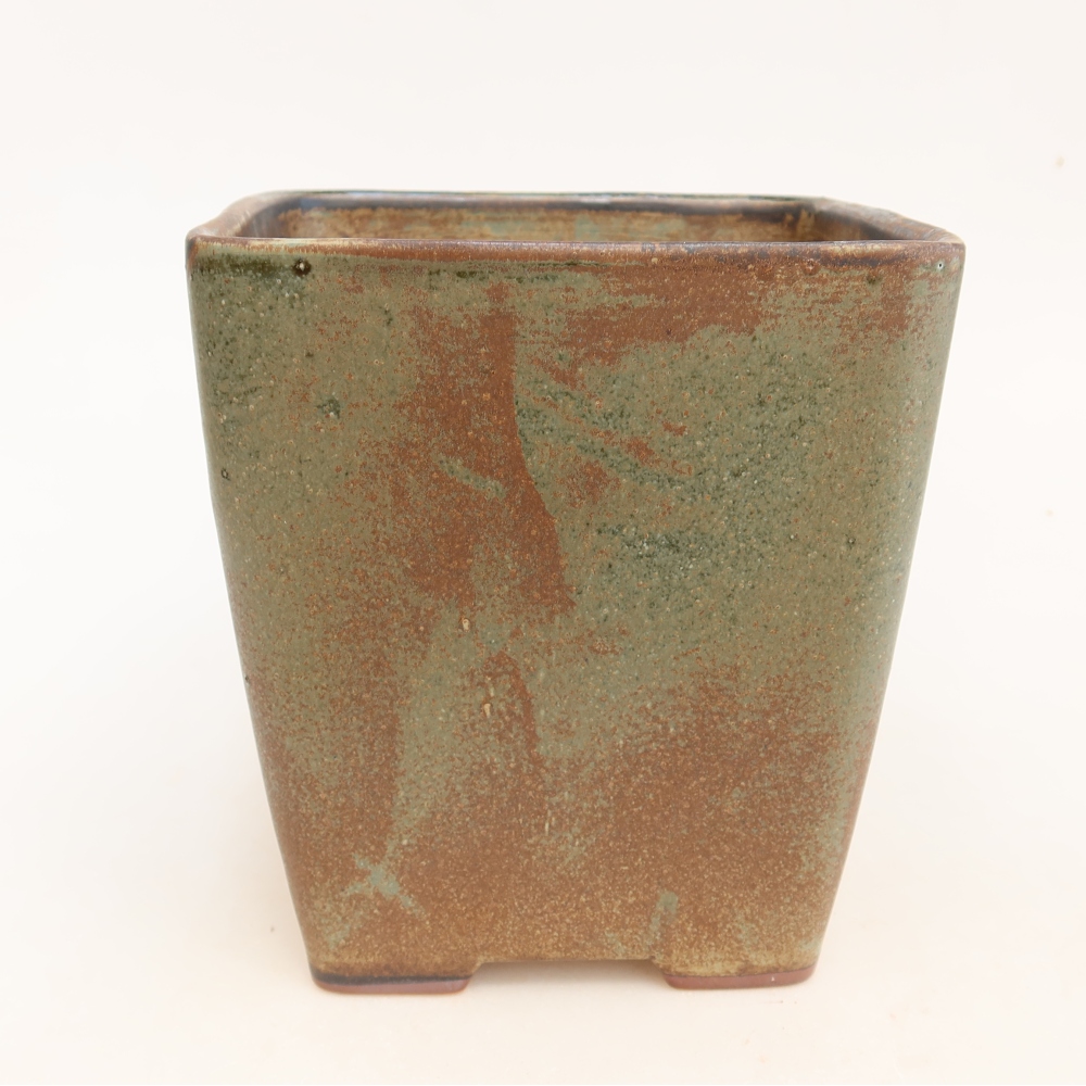 Ceramiczna miska na bonsai 14 x 14 x 15 cm, brązowa