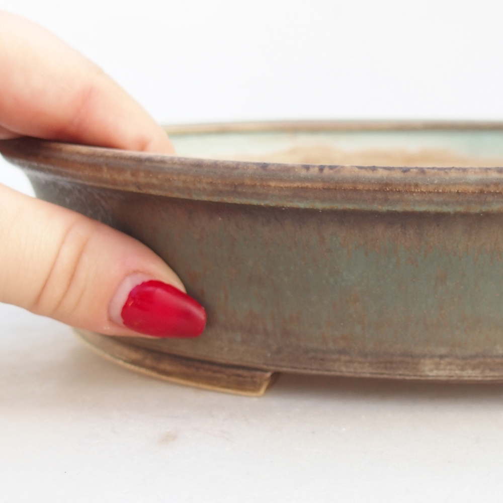 Ceramiczna miska na bonsai 24 x 21 x 5 cm, zielona