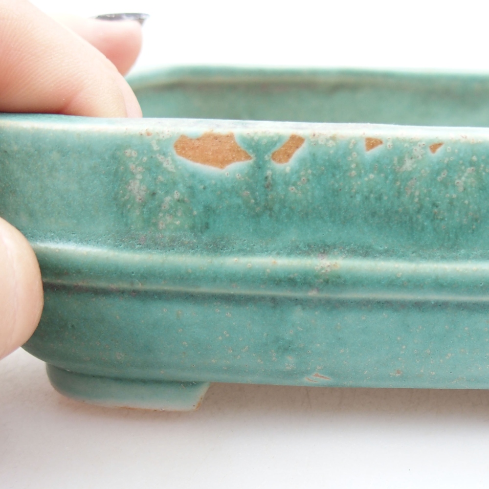 Ceramiczna miska bonsai 14 x 12 x 4,5 cm, kolor zielony