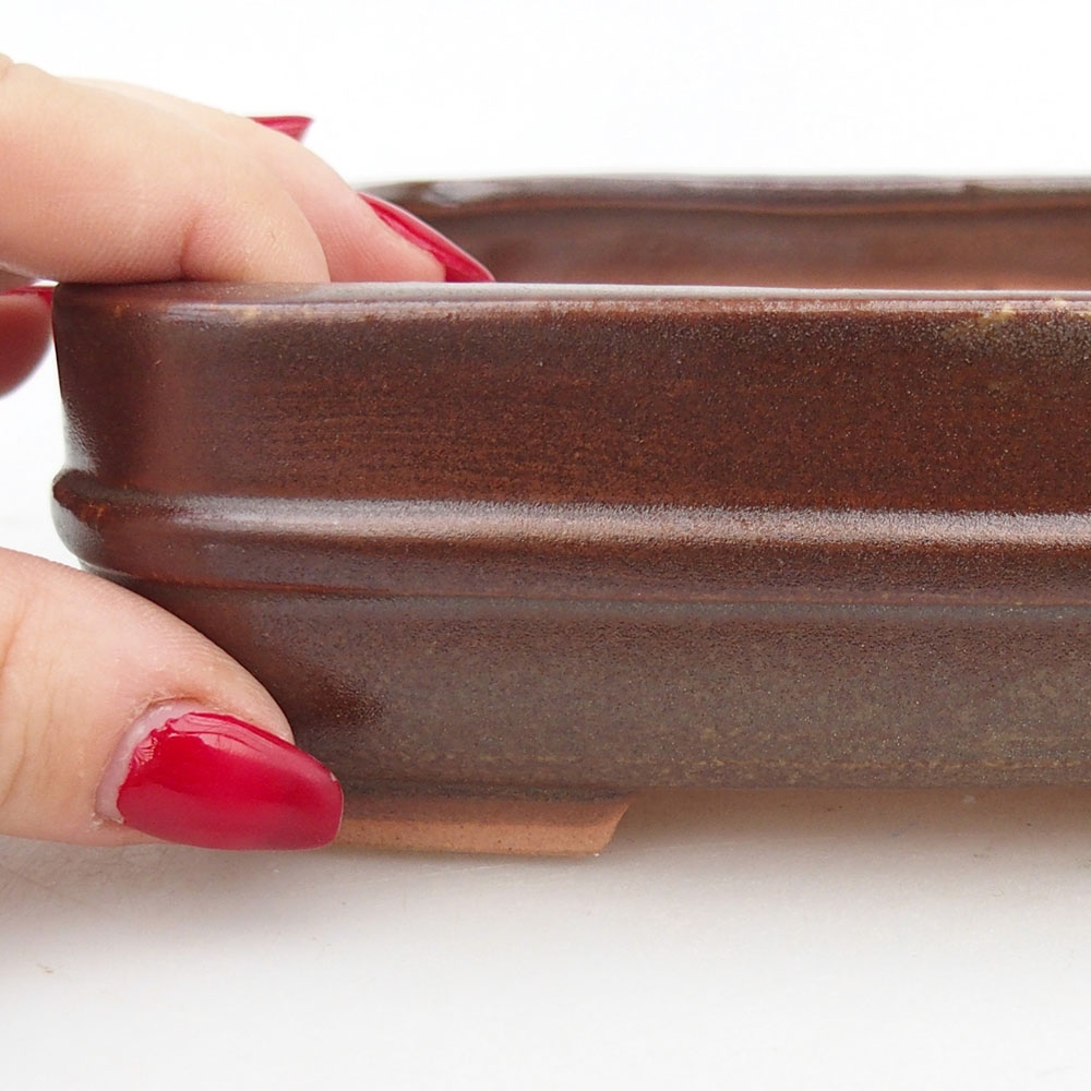 Ceramiczna miska do bonsai 14,5 x 12,5 x 4,5 cm, brązowa