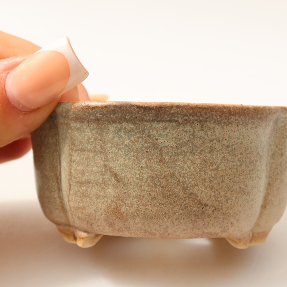 Ceramiczna miseczka do bonsai 8 x 7,5 x 3,5 cm, kolor zielony