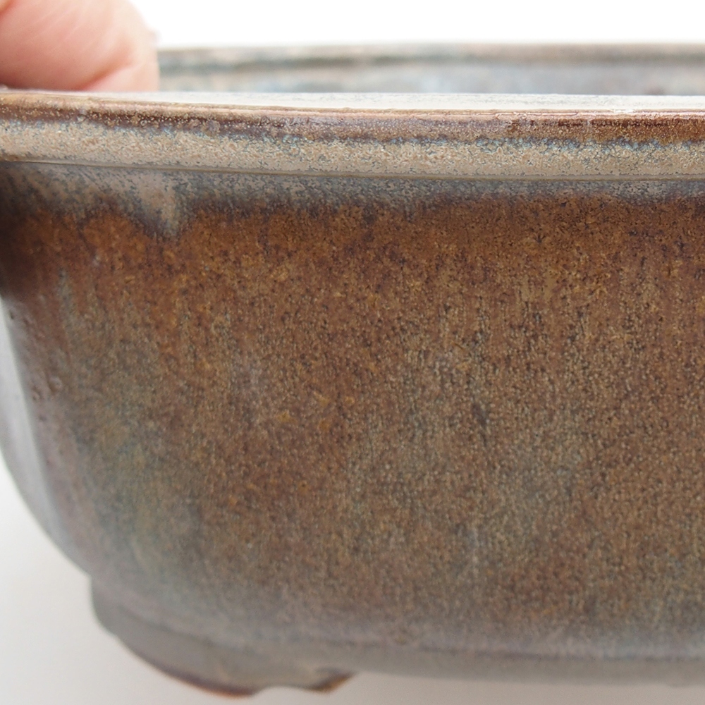 Ceramiczna miska na bonsai 24 x 19,5 x 7 cm, brązowa