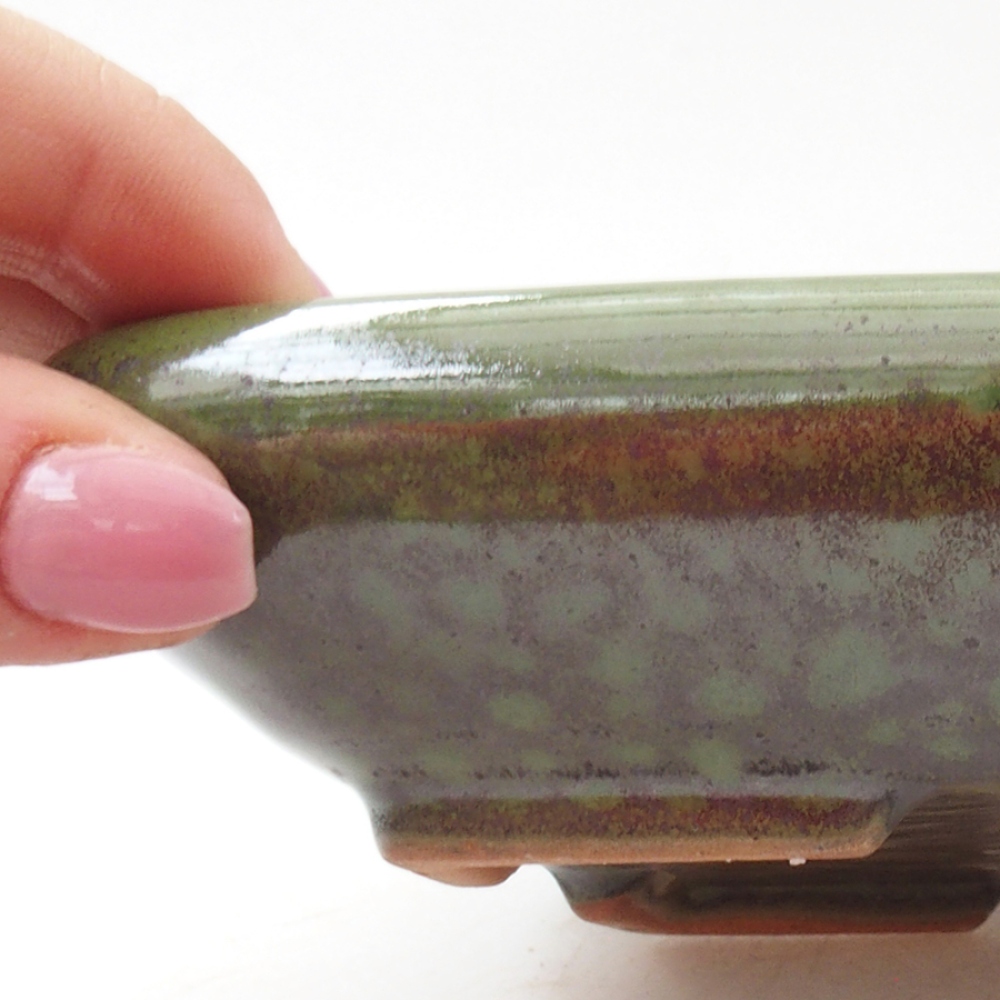 Ceramiczna miska bonsai 17 x 13,5 x 3,5 cm, kolor zielony