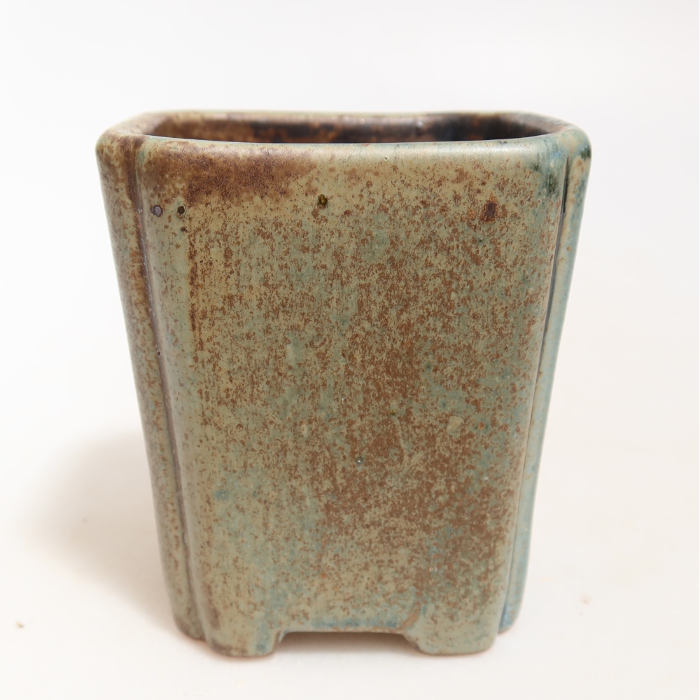 Ceramiczna miska do bonsai 7 x 7 x 8 cm, kolor brązowo-zielony