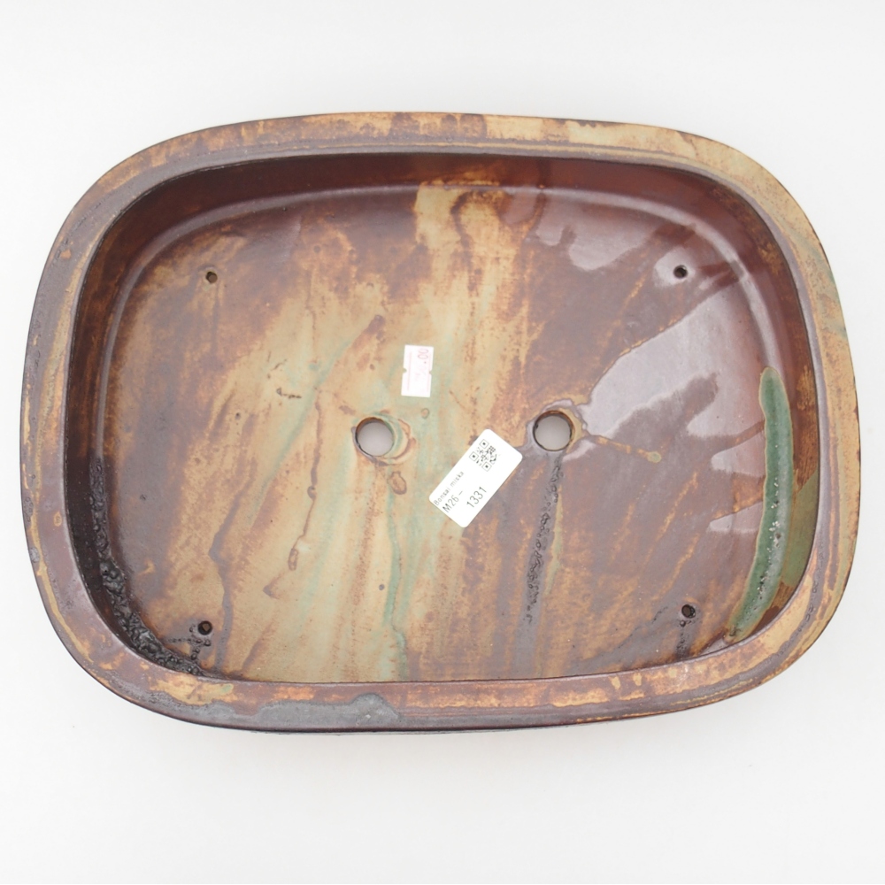 Ceramiczna miska do bonsai 32 x 24,5 x 6,5 cm, kolor brązowo-zielony