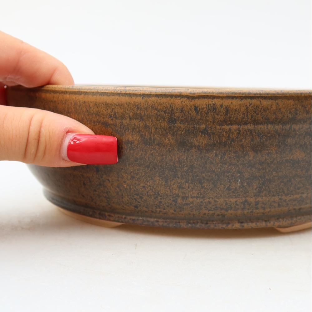 Ceramiczna miska do bonsai 19 x 19 x 6 cm, kolor brązowy