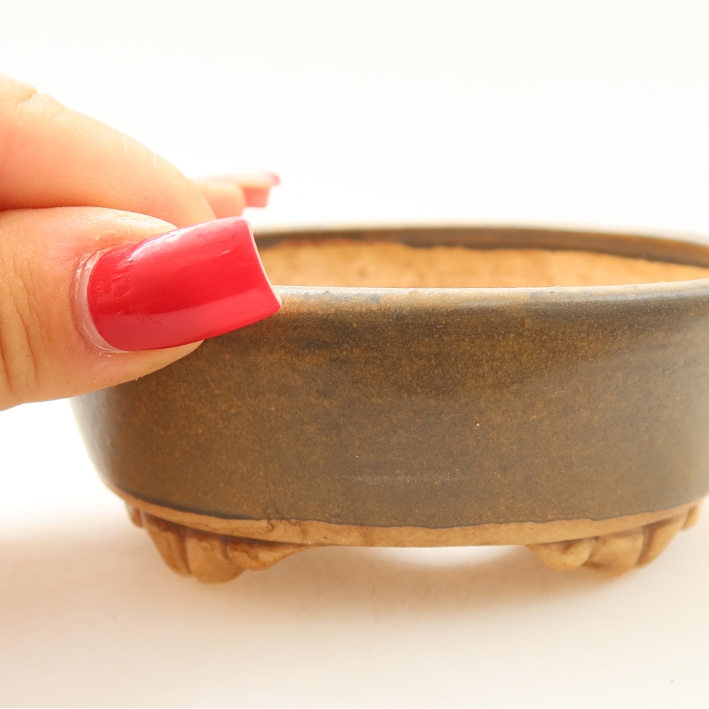 Ceramiczna miseczka do bonsai 9,5 x 8 x 4 cm, kolor brązowy