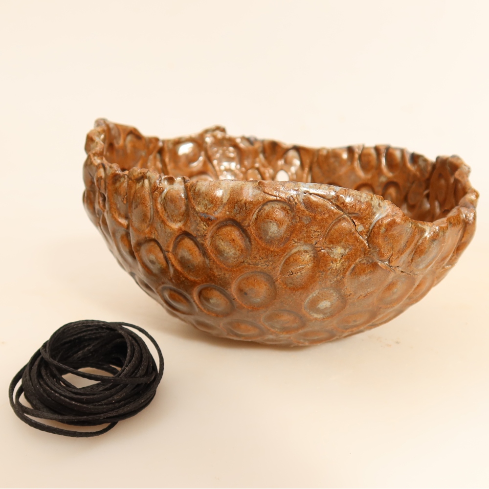 Ceramiczna skorupa do kokedamy 12,5 x 11,5 x 6 cm, kolor brązowy