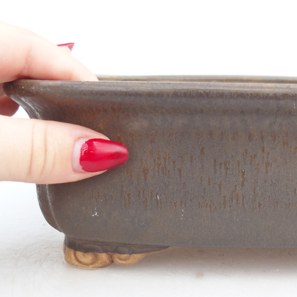 Ceramiczna miska do bonsai 25 x 20 x 7,5 cm, brązowa