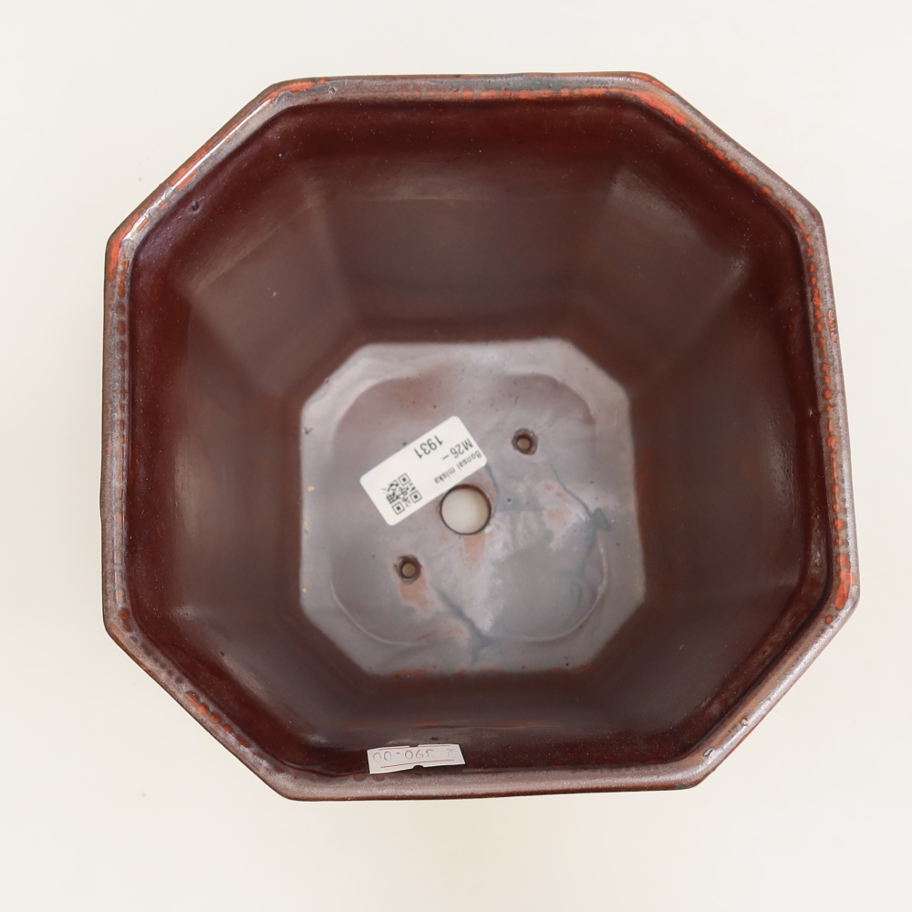Ceramiczna miska do bonsai 17,5 x 17,5 x 15,5 cm, kolor czerwony