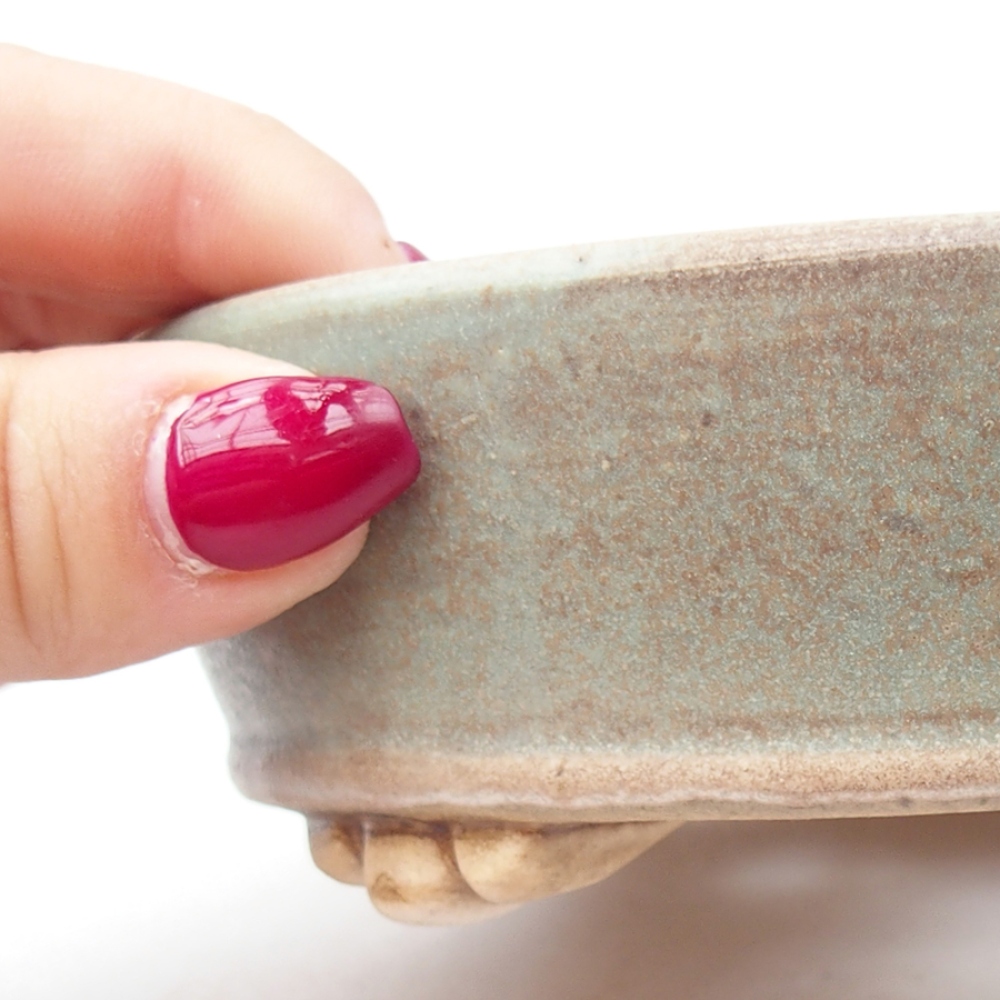 Ceramiczna miska do bonsai 13,5 x 13,5 x 4 cm, kolor zielony