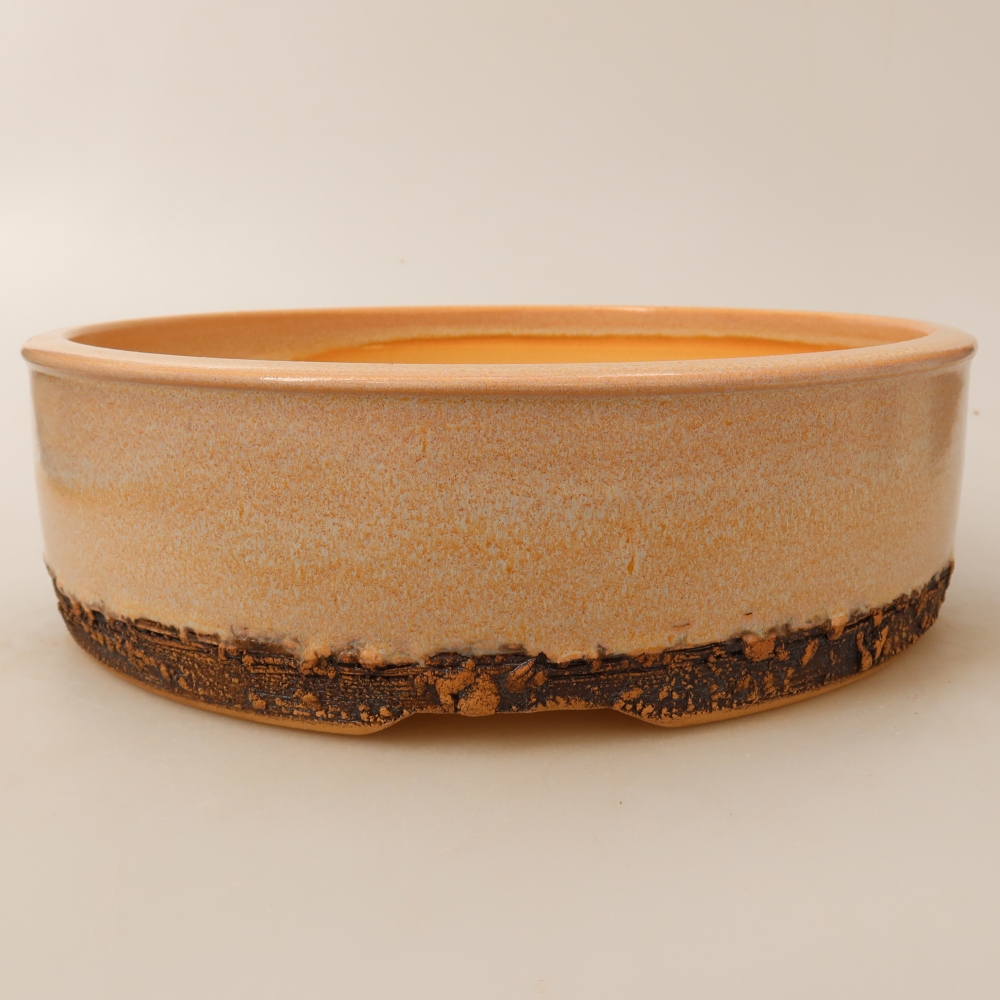 Ceramiczna miska do bonsai 24,5 x 24,5 x 7 cm, kolor beżowy