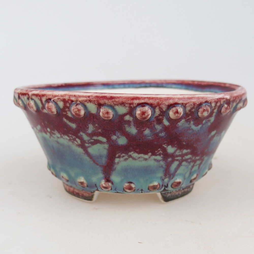 Ceramiczna miska do bonsai 10,5 x 10,5 x 5 cm, kolor bordowy
