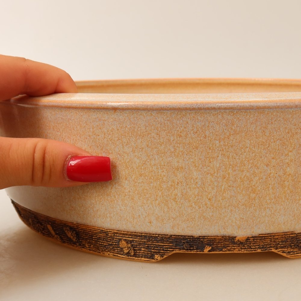 Ceramiczna miska do bonsai 27,5 x 27,5 x 7,5 cm, kolor beżowy