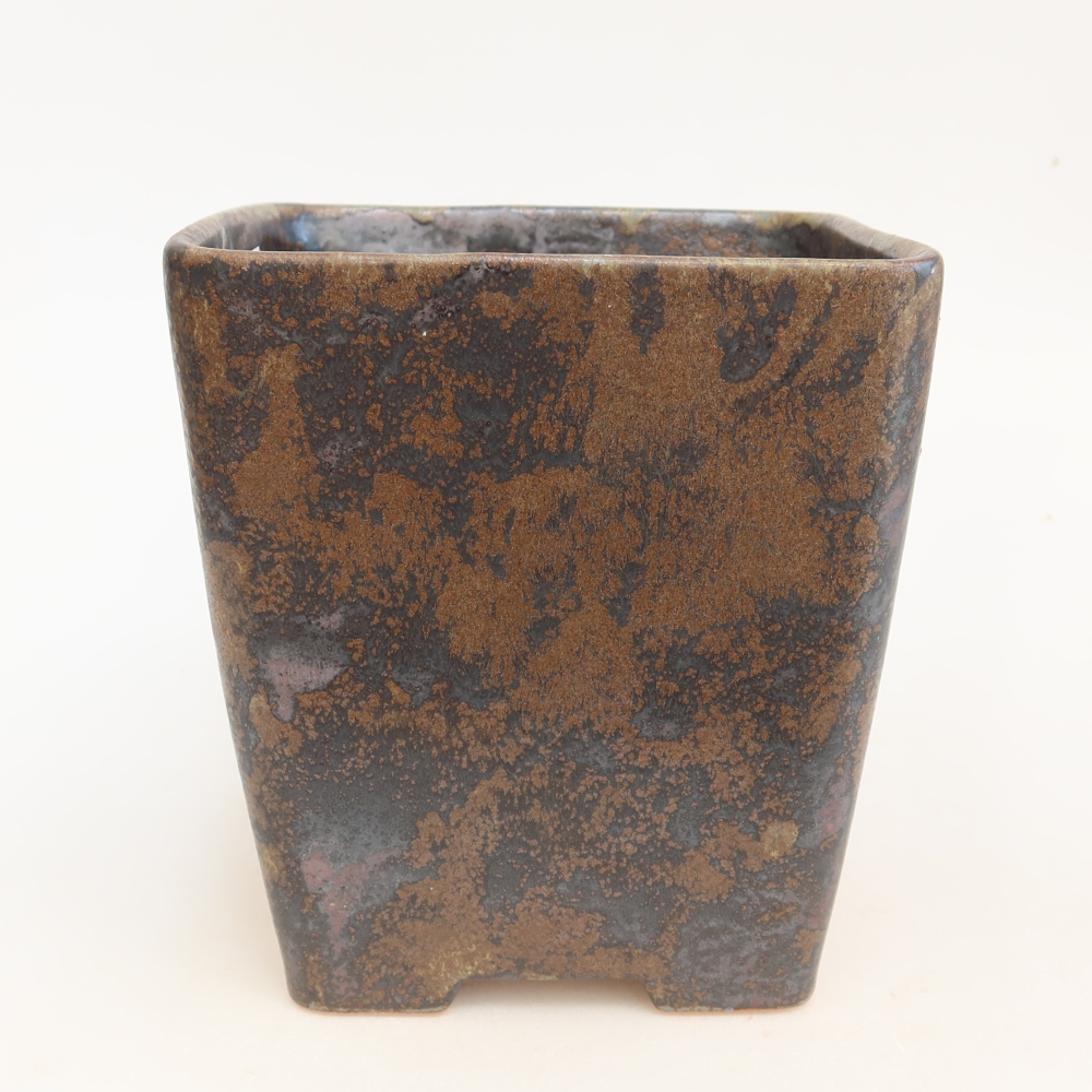 Ceramiczna miska na bonsai 14 x 14 x 15 cm, brązowa