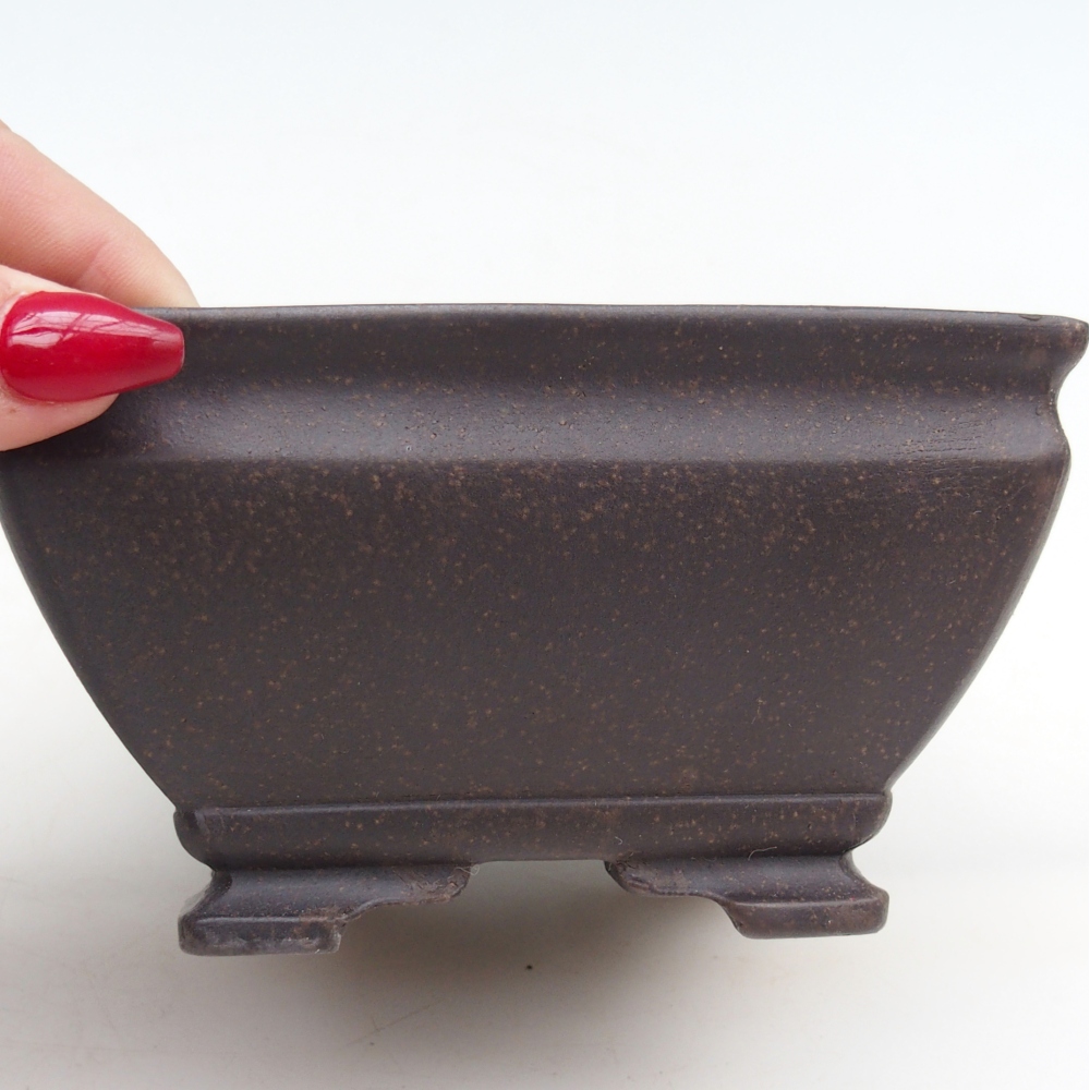 Ceramiczna miska do bonsai 13 x 13 x 7 cm, kolor brązowo-ochrowy