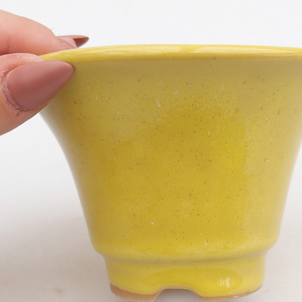 Ceramiczna miska do bonsai 10,5 x 10,5 x 7 cm, żółta