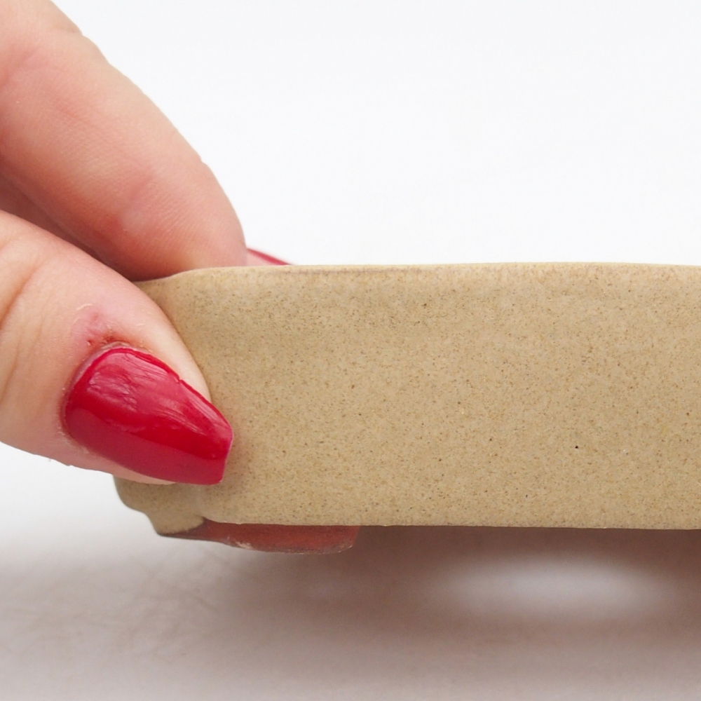 Ceramiczna miska do bonsai 10 x 8,5 x 2,5 cm, kolor beżowy