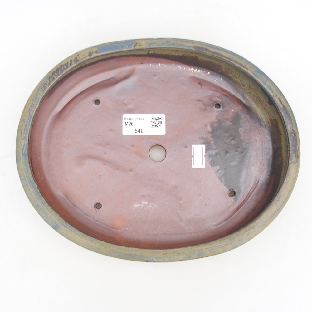 Ceramiczna miska do bonsai 24,5 x 20 x 4 cm, kolor niebieski