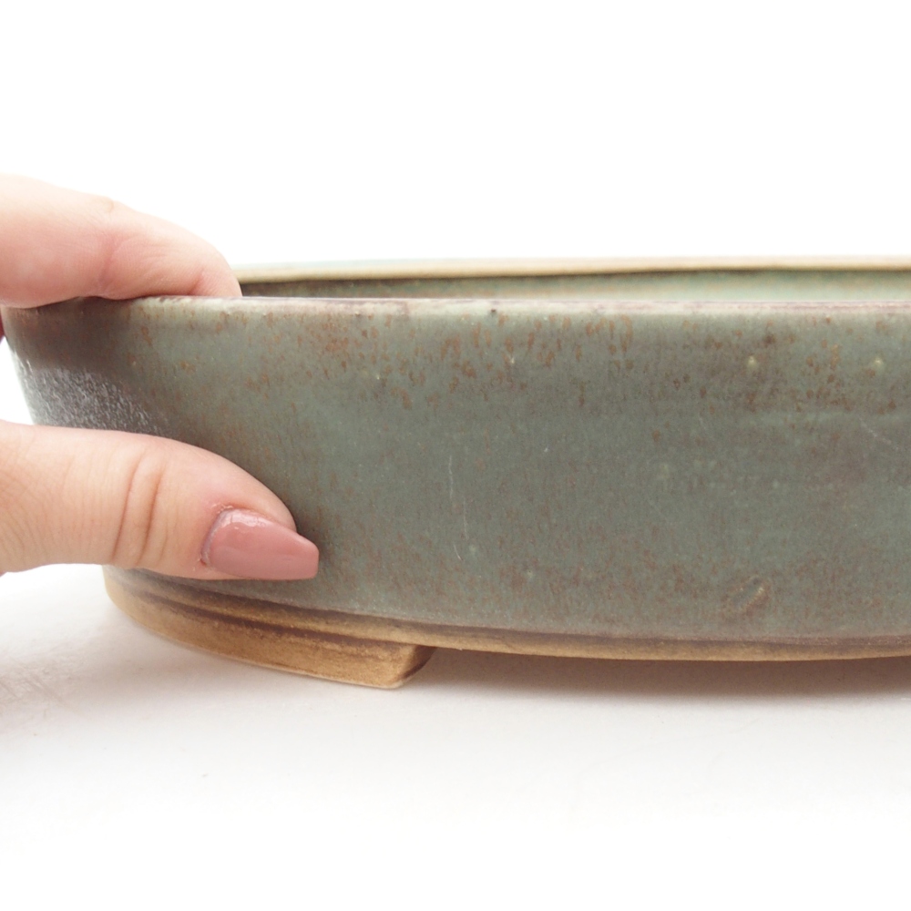 Ceramiczna miska do bonsai 28 x 24,5 x 6 cm, zielona