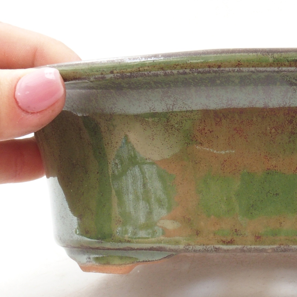 Ceramiczna miska bonsai 19,5 x 15,5 x 6,5 cm, kolor zielony
