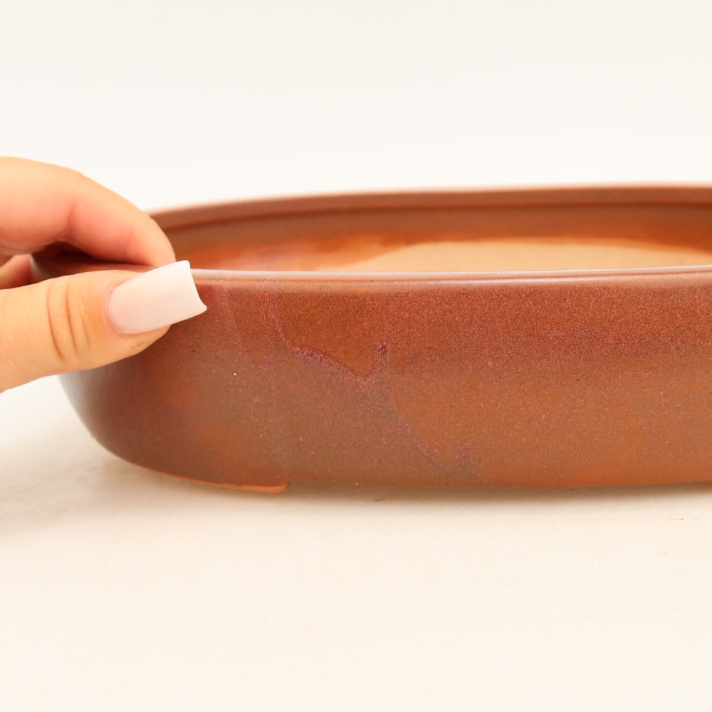 Ceramiczna miska do bonsai 27 x 21 x 5,5 cm, kolor bordowy