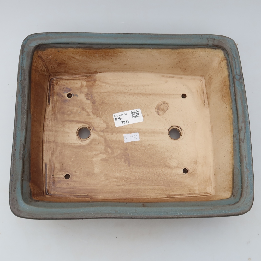 Ceramiczna miska do bonsai 29,5 x 24 x 8 cm, kolor niebieski